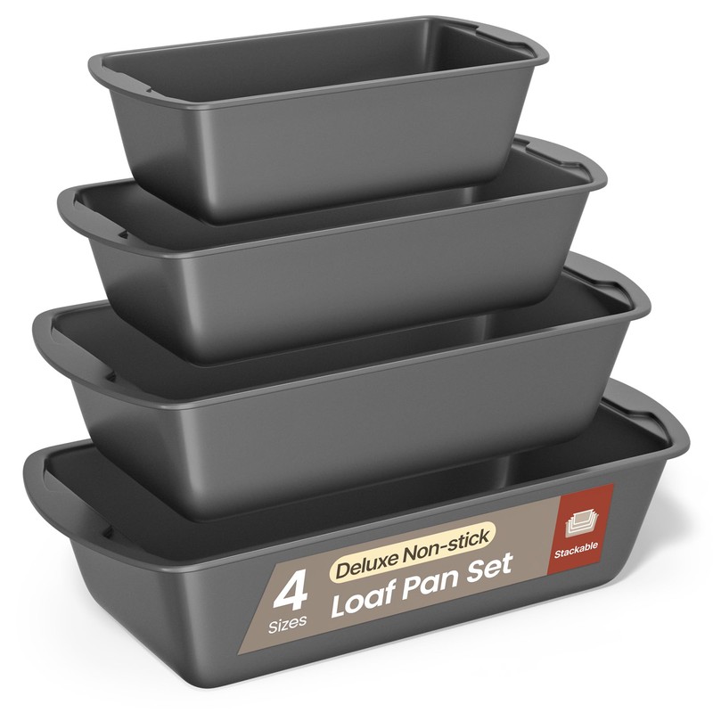 Loaf Pan Set 4-Piece - Deluxe Nonstick Carbon Steel Bakeware