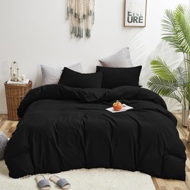 Luxlovery Black California King Comforters Set Women Men Solid Black Bedding Set Cal King Soft Breathable Lightweight Durable Comforter Set Fluffy Blanket Quilts
