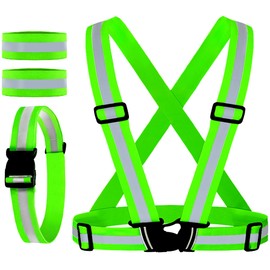 Reflective Vest,4 Pack Light Up Running Gear with Reflector Armbands,High Visibility Reflective Glow Belt, Running Vest for Running,Jogging,Walking,Cycling