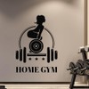 Vinyl Wall Decal Bodybuilder Woman with Barbell Home Gym Stickers