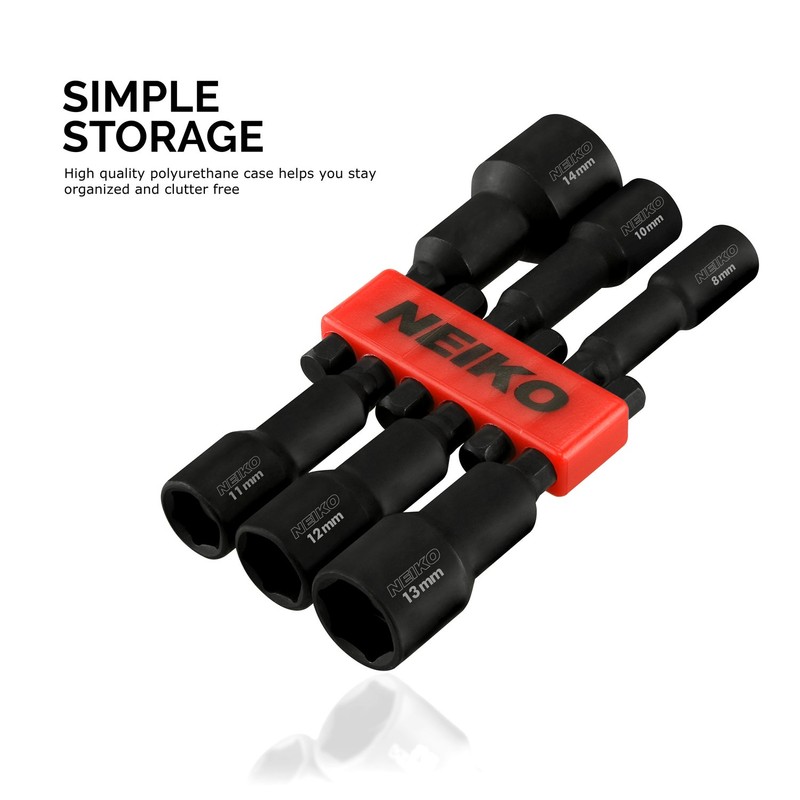 NEIKO 10191A Magnetic Nut Driver Set, 6 Piece Impact Nut