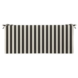 RSH Décor Indoor Outdoor 3" Foam Bench Cushion with Ties, (36" x 14" x 3") Choose Color & Size (Black & White Stripe)