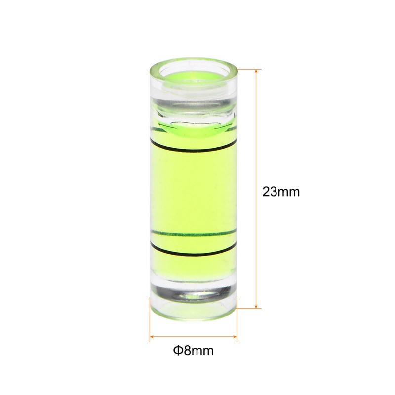 HARFINGTON 2pcs Round Bubble Level 8x23mm Mini Cylindrical Bullseye Spirit