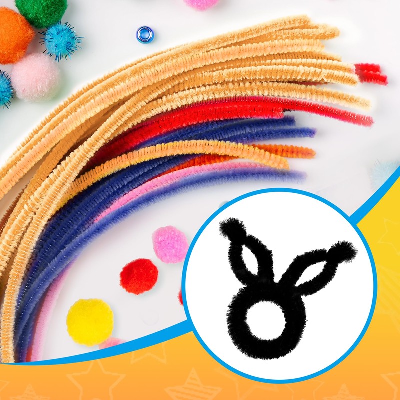 100PCS Black Pipe Cleaners,Pipe Cleaners Craft Bulk,Black Pipe Cleaner for