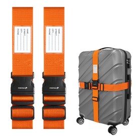 Fosmon Luggage Straps for Suitcases (2 Pack), Travel Belts with Adjustable Strap, Buckle and Identifiers, Luggage Connector Luggage Wrap, Essential Luggage Accessories for Travel Cruise (Orange)
