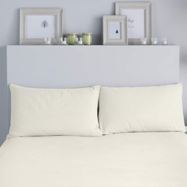 Fusion - Brushed Bedding - 100% Cotton Pair of Housewife Pillowcases - 50 x 75cm in Cream