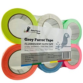 GreyParrot Tape UV Tape Blacklight Reactive, (6 Pack), (6 Colors), 66ft Per Roll, Fluorescent Cloth Tape, Glow in The Dark Tape Under UV Black Light … (2in x 66ft)