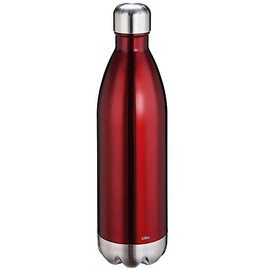 cilio Elegant Drinking Bottle Stainless Steel Red, 1 Litre, Leak-Proof, Thermos Flask Also for Carbonated Drinks, Keeps Warm for up to 18 Hours and Cold for 24 Hours