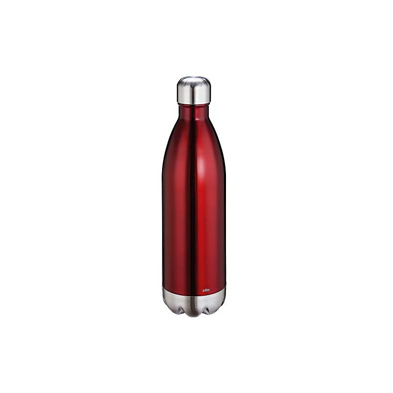 cilio Elegant Drinking Bottle Stainless Steel Red, 1 Litre, Leak-Proof,