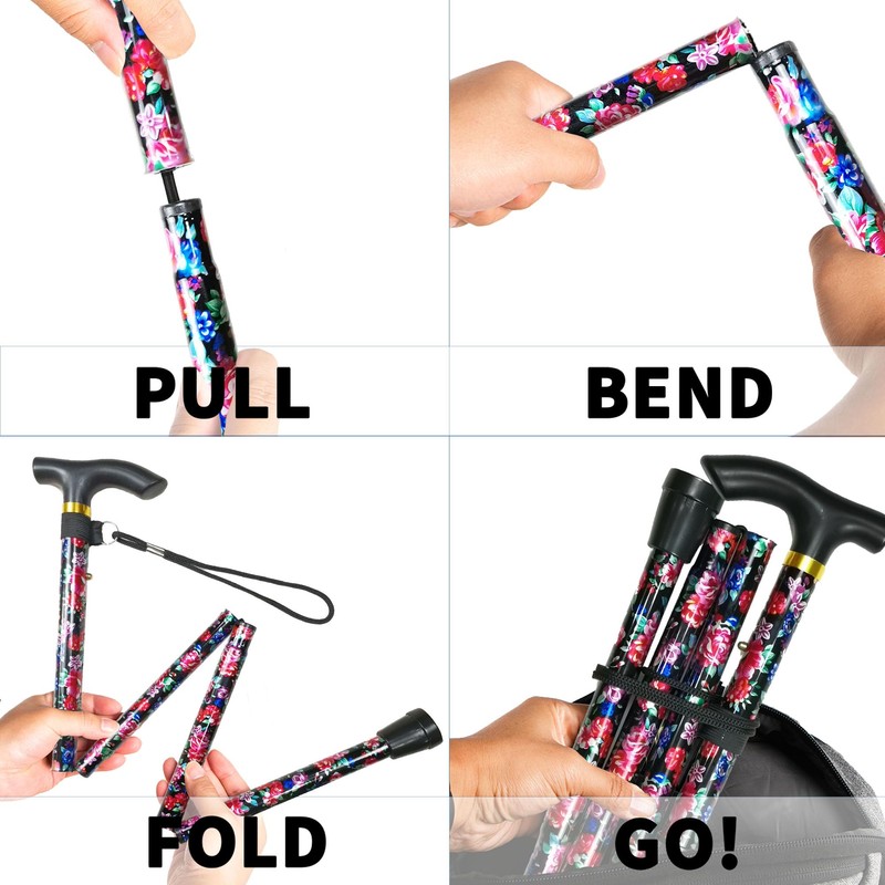 CLOKTA Folding Cane, 5-Level Adjustable Height Lightweight Portable Foldable Walking
