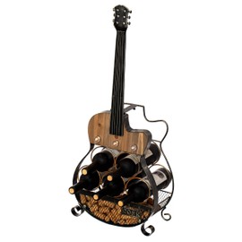 Vintiquewise Guitar Shape 5-Bottle Wine Rack - Vintage Decorative Freestanding Wine Holder and Storage Organizer for Kitchen, Dining Room & Home Bar - Perfect Rock N Roll Gift for Wine and Music Lover
