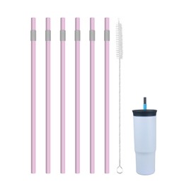 KLOWOAH Replacement Straws Compatible with Owala 24oz Tumbler, with 1 Brush,Pack of 6 (light red)