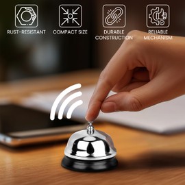 Belle Vous Chrome Table Bell Reception Bell Hotel Bell Reception (Pack of 4) - 6.2 cm Diameter - Silver Table Bell for Hotel Reception, Restaurant, School, Hospitals and Warehouses