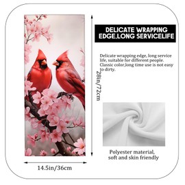ainori Red Cardinal 2 Pack Hand Towels,14.5x28 Inch,Pink Floral Birds Kitchen Dish Towel Set Decor,Polyester,Absorbent,Versatile Decorative Handtowel for Bath,Bathroom,Laundry Room,Handtowels Gifts