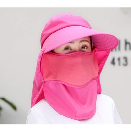 Outdoor UPF 50+ UV Sun Protection Waterproof Breathable Face Neck Flap Cover Folding Sun Hat for Men/Women (US, Alpha, Medium, Rose red)