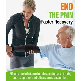 TOFLY manga de compresión para hombres y mujeres, mangas de brazo con compresión graduada mejorada, soporte antihinchazón, alivia el dolor y soporta músculos y articulaciones, 1 par