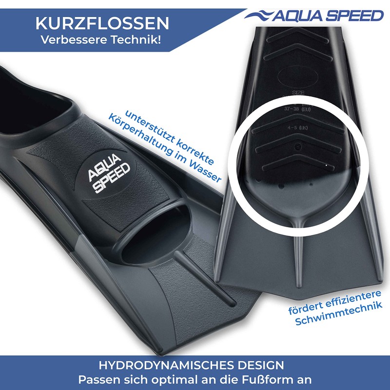 Aqua Speed Short Flippers For Adults And Children, High Tech
