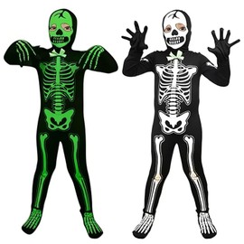 Disfraz de Esqueleto de Halloween para Niños,Efecto Luminoso,Disfraz de Halloween Skelebones,Regalos,para Espectáculos Escénicos de Disfraces de Rol de Fiestas,Halloween Cosplay