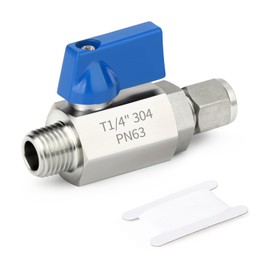 TAISHER 2PCS 304 Stainless Steel Compression Mini Ball Valve Shut Off Switch, 1/4" Tube OD x 1/4" NPT Male