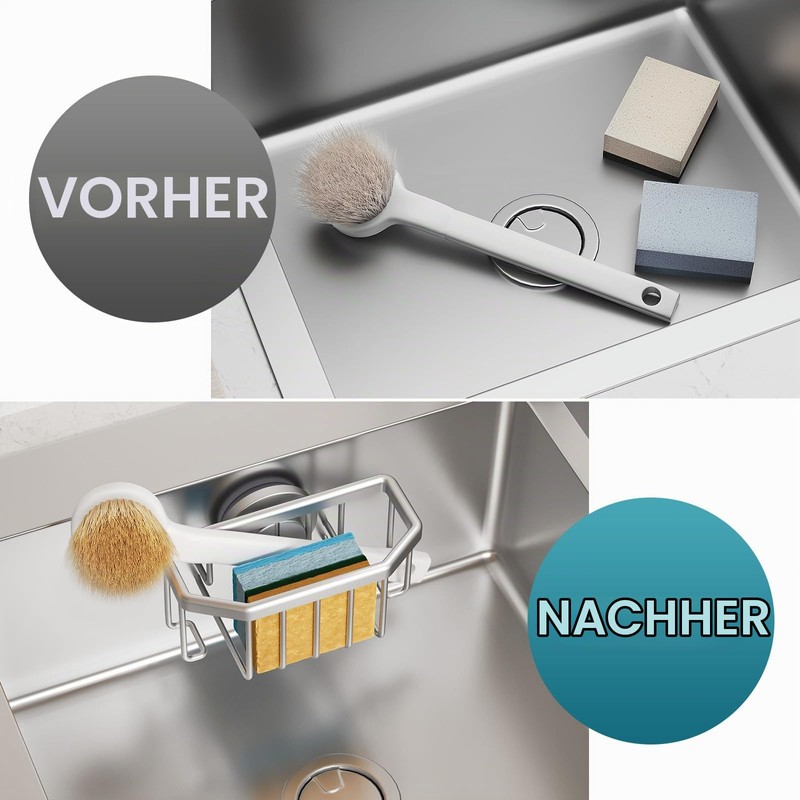 TAILI Sponge Holder with Suction Cup, Removable Sink Organiser -