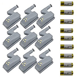 9 Pcs Universal Cabinet Cupboard Hinge LED Light Sensor Light for Modern Kitchen Home Lamp-Warm White with Battery