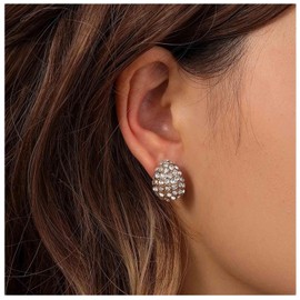 Erimberate Bohemian Teardrop Crystal Earrings Gold Cz Paved Oval Stud Earrings Water Drop Cz Earrings Sparkly Teardrop Rhinestone Stud Earrings Jewelry for Women and Girls Gifts