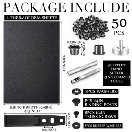 Lanties Lanties 91 Pcs DIY Holster Kit Include Eyelet Hand Setter & Eyelet Combo Thermoform Sheet Holster Belt Clip with Screws Molle Clips Attachments for Making Knife Sheath Keel Guard