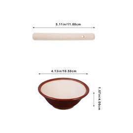 Garneck 1 x Traditional Grinding Bowl for Kitchen Mortar Container with Wooden Pestle for Chopping Spices and Garlic Elegant Kitchen Decoration