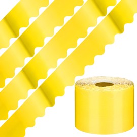 Kisston 131 ft Bulletin Board Border Trim Bulletin Board Classroom Decoration Strips Scalloped Borders Poster Board Decorations for Classroom Home (Matt Gold)