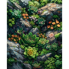 Paint by Numbers Kit for Adults Beginner Plants, Succulent Easy Adult Paint by Number Kits on Canvas, DIY Craftoria Acrylic Watercolor Oil Paint by Number for Adults for Home Decor Gift 16x20 Inch