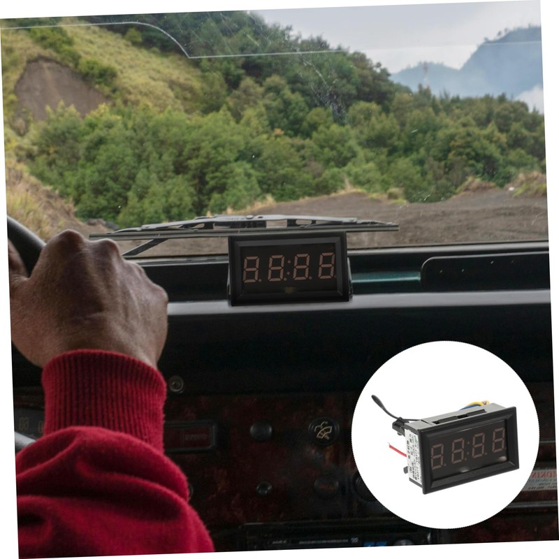 NOLITOY Car Dashboard Digital Clock with Temperature Voltage Display LED