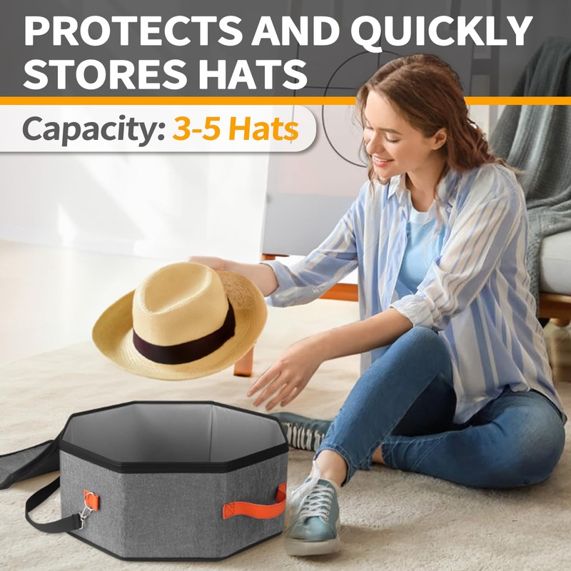 kushon Hat Storage Box for Women & Men, Hardboard Support