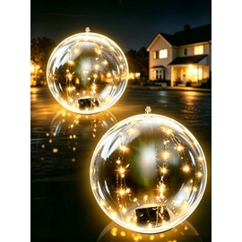 14 Inch Inflatable Solar Floating Pool Lights IP68 Waterproof Auto On Off Warm Yellow Pool Balls Solar Powered Pool Lights Portable Outdoor Enchanting Decor for Yard Party Garden Christmas (2 Pack)