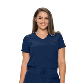 Monarch Uniforms Womens Scrub Top One Pocket Tuck in Scrub Top for Women (Navy) XS
