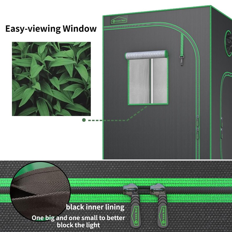 Green Hut 60"X60"X78" 600D Mylar Hydroponic Growing Tents for Plants