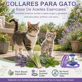3 Piezas Collares para Gato, con Aceites Esenciales de Lavanda y Citronela, Impermeable y Cuello Ajustable para Pequeños, Medianos y Grandes Gatos