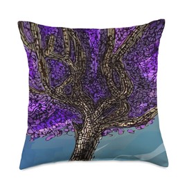 EROSNER - Purple Jacaranda Tree Purple Jacaranda Tree of California Blue Sky of Nature Gift Throw Pillow, 18x18, Multicolor