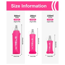WRELS Folding Soft Flask Portable Collapsible Running Lightweight Water Bottle for Outdoor Sports,Travel with Mouthpeice Cover