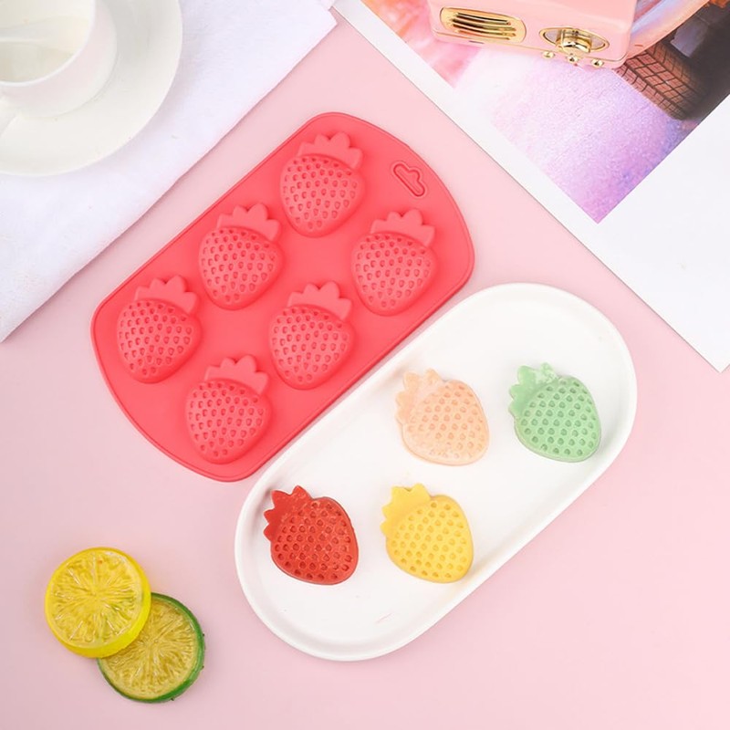3 Pack 3D Strawberry Silicone Baking Mold Fruit Snack Molds