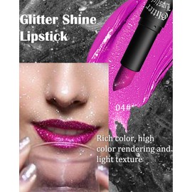 Glitter Lipstick, Waterproof Long Lasting Lip Gloss, Diamond Metallic Sparkling Matte Lipstick, Matte Glitter Lipstick Lip Gloss for Women Lips Make-Up, Gift for Women's Day -04 Rose Red
