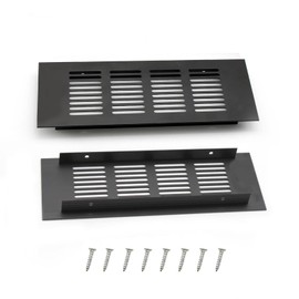 0XBIT Pack of 2 Ventilation Grille, Black, 20 x 8 cm, Aluminium Ventilation Grille, Simple Ventilation Grille, Square, Stylish and Practical, for Ventilation of Cupboards, Wardrobes