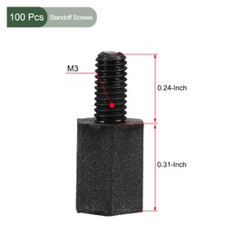 YOKIVE 100 Pcs M3 Standoff Screws, Nylon Hex PCB Standoffs with High Insulation Effect, Keep Height Consistent, Great for Motherboard (Black, 8mm+6mm)