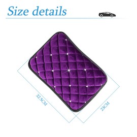 CGEAMDY Car Armrest Cover, Bling Diamond Auto Center Console Pad, Soft Seat Box Protector, Plush Cushion for Arm Rest, Vehicle Interior Protection Accessories, Universal Fit Truck SUV（Purple）
