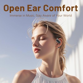 Wireless Bluetooth Headphones Open-Ear Earbuds Bass Stereo 50 Hours Playback IPX7 Waterproof with LED Display for iPhone、Android、Pad to Travel Sports, Exercise and Meetings Sports, Exercise (Black)