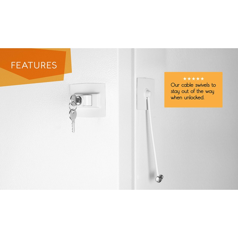 Guardianite Premium Refrigerator Lock with Built-in Keyed Lock (White)