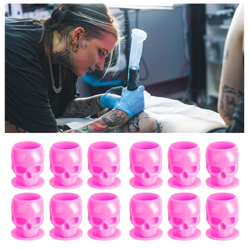 Bohue 100pcs Skull Shaped Tattoo Ink CupsLarge Tattoo Ink Cups
