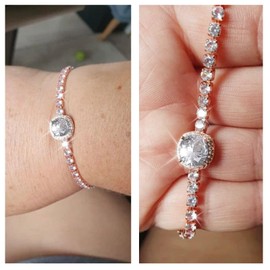 Tennis Bracelets for Women Cubic Zirconia Tennis Bracelet Rhinestone Crystal Bracelets for Prom Fashion Jewelry Christmas Gifts Stocking Stuffers for Women