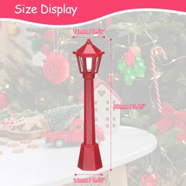 CoCud Mini Miniature Street Light Model, 3.15" Height, Plastic Outdoor Pathway Street Lantern Post Red - (Applications: for Micro Landscape Garden Dollhouse Decoration), 2 - Pieces