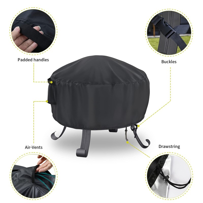 Iptienda Fire Pit Cover, Firepit Covers Waterproof Round Fireplace Cover