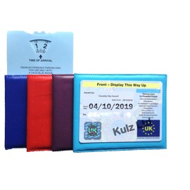 Disabled Parking Badge Holder Protector Cover Wallet PU Leather In (Royal blue)